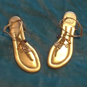Tory Burch Gold Thong Charm Sandals